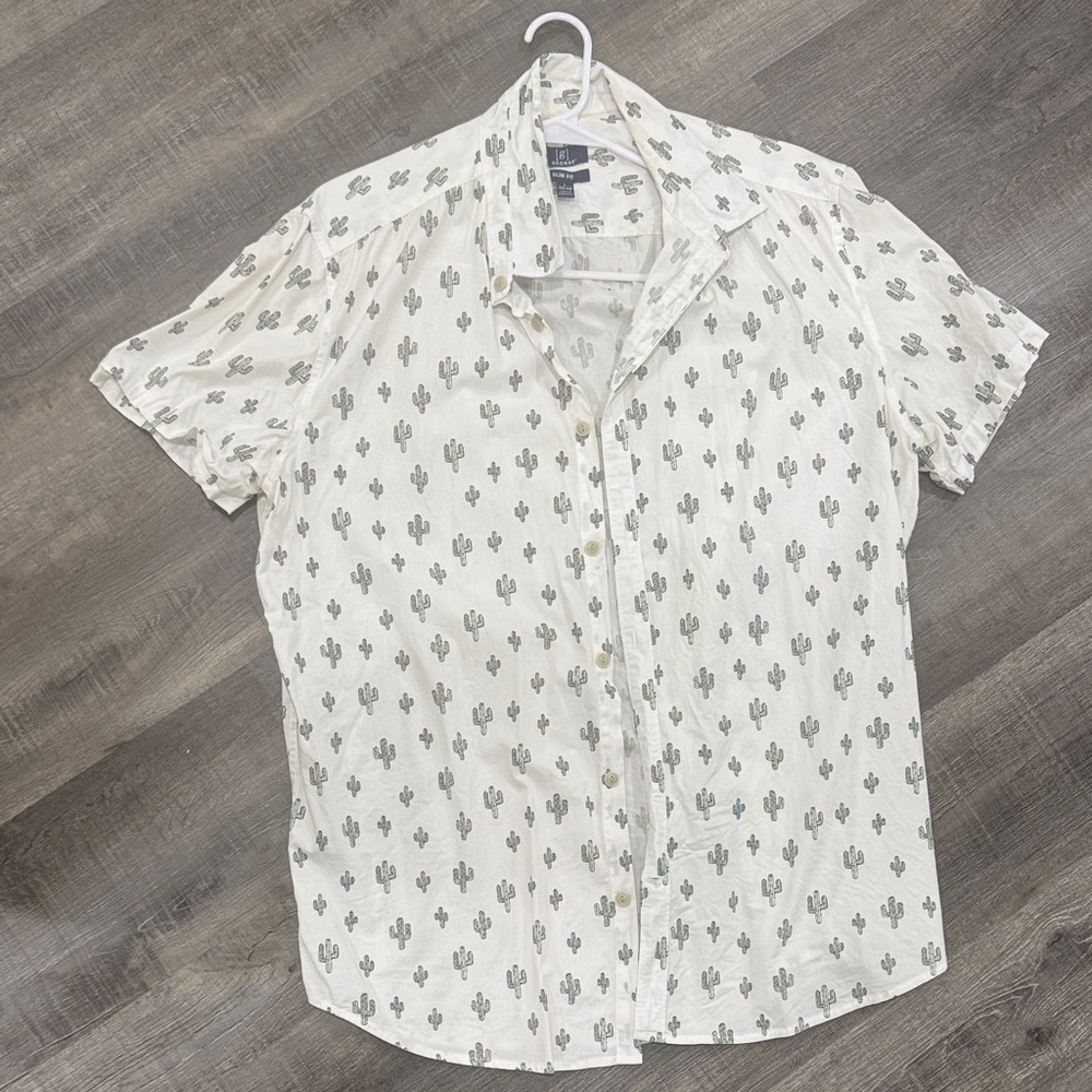 George Men's Cream Cactus Print Shirt